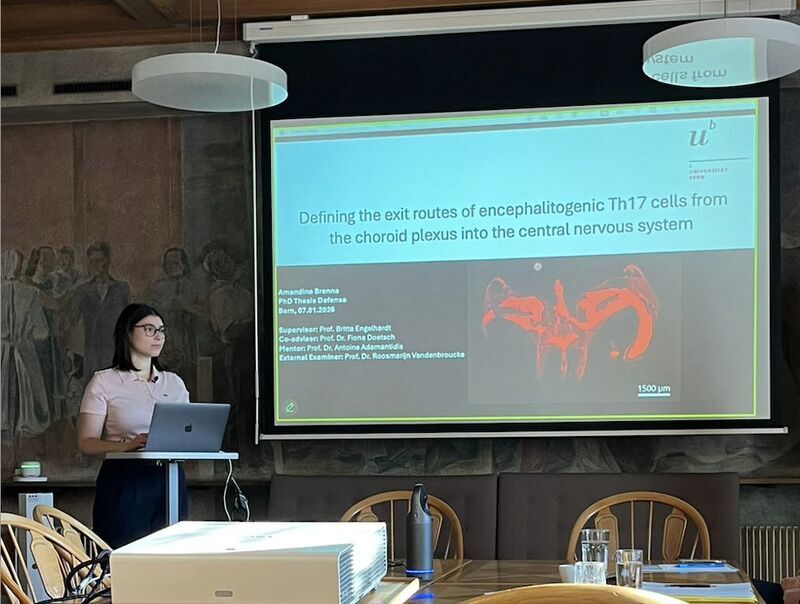 PhD student at her PhD thesis defence